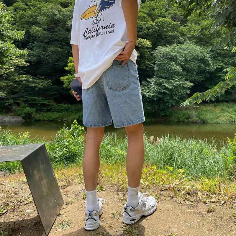 デニム メンズ ハーフパンツ ジーンズ ジーパン 男性用 短パン 綿80% 伸縮性 5分丈 膝丈 ?松 ?版 カジュアル ブル―