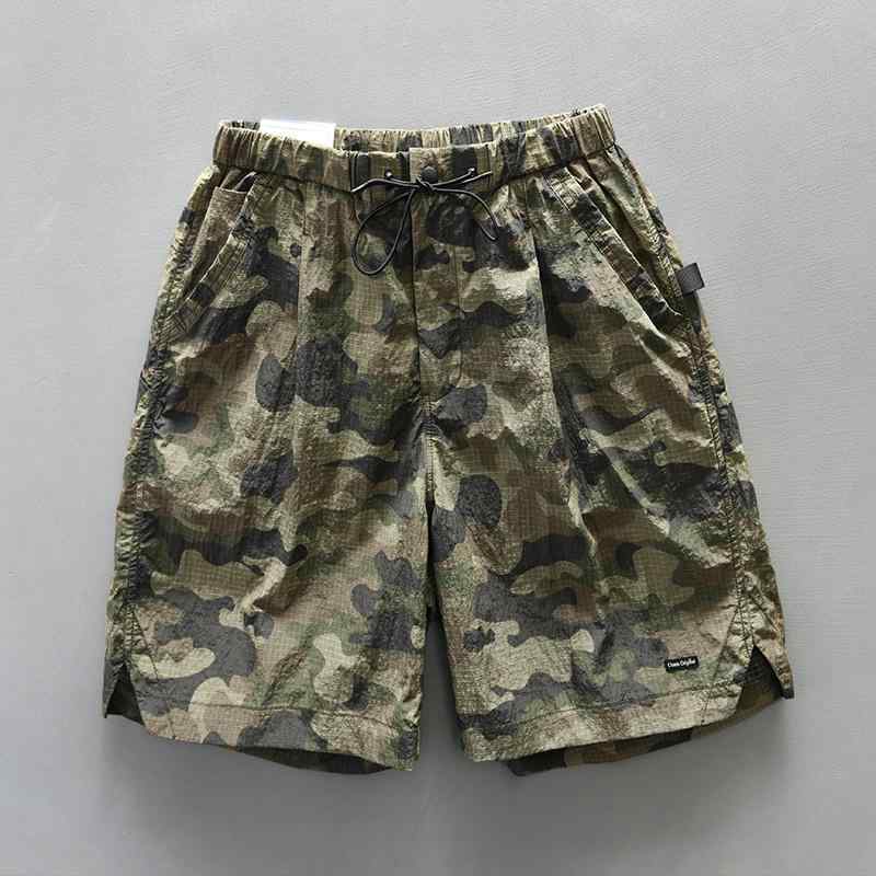 パンツ メンズ 男性用 夏 薄手 水洗い アメリカン レトロ ビーチ スポーツ ワークパンツ カジュアル ハーフパンツ 5分丈 ミリタリー アーミーグリーン ブラック