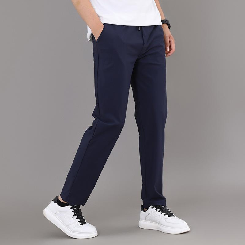 パンツ メンズ 男性用 紳士 ズボン スラックス カジュアルパンツ イージーパンツ リラックスパンツ ストレッチ 接触冷感 速乾性 薄手 無地 黒 紺 グレー