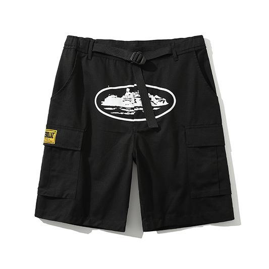 ハーフパンツ メンズ ストリート ヒップホップ カジュアル カーゴパンツ ショートパンツ 男性用 ゆったり コットン 無地 イエロー ホワイト グレー