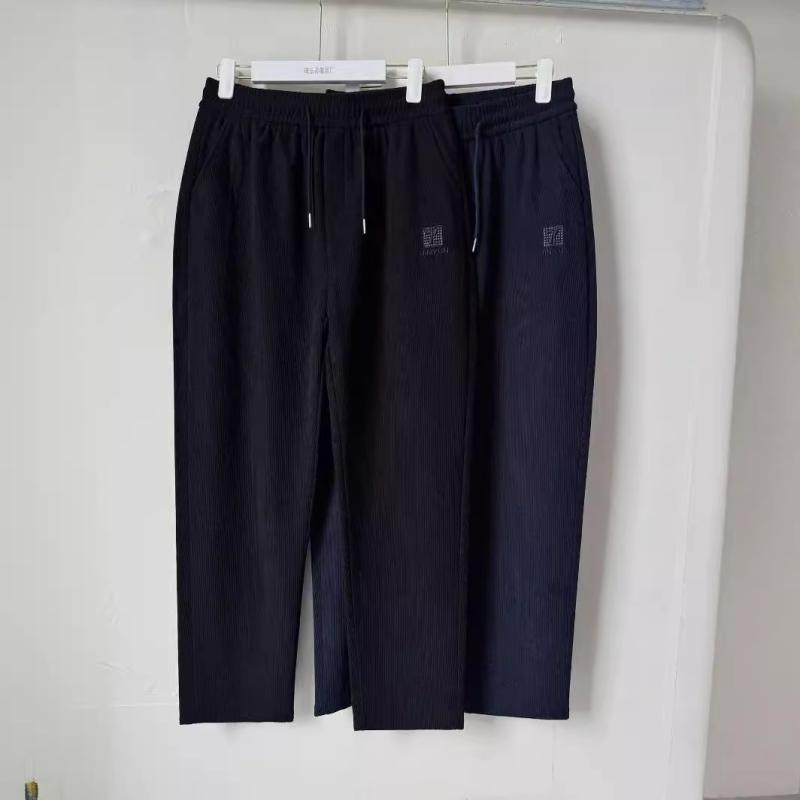 パンツ 男性用 ズボン コットンブレンド ストレート ゆったり ロングパンツ ビジネス 普段使い ブラック(x2)|LINEAR shop