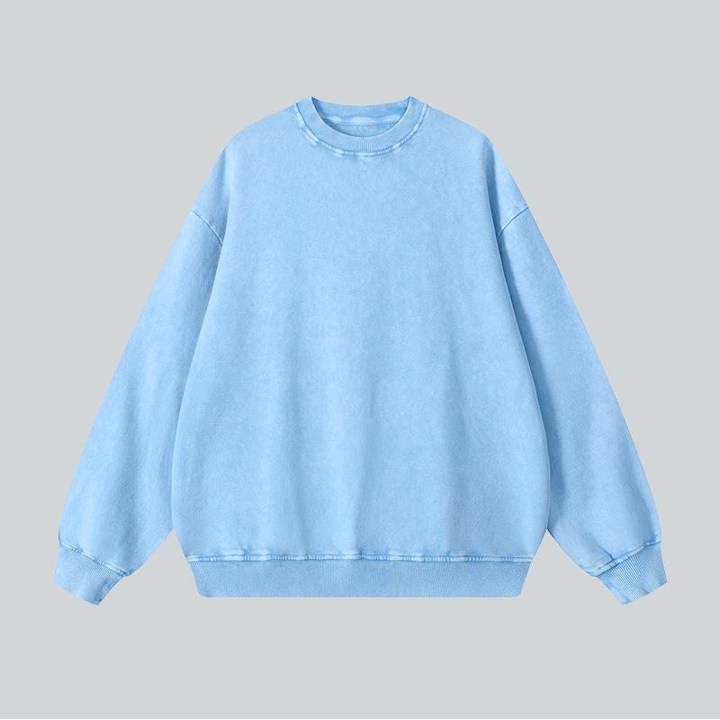 スウェット メンズ 長袖 コットン トップス 洗い加工 ゆったり ラウンドネック トレーナー 秋冬 ストリート スタイル カジュアル 普段着 ルームウェア ブラック グレー レッド ブルー(x2)