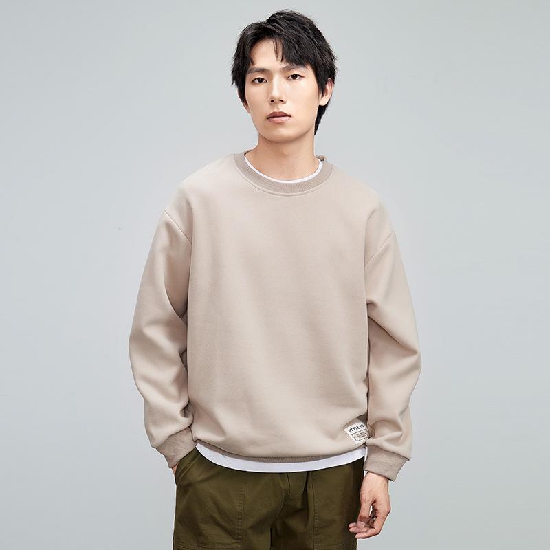 スウェット メンズ 男性用 春秋 トップス 長袖 トレーナー 裏起毛 厚手 ルーズ 無地 普段使い 部屋着 ブラック ホワイト系