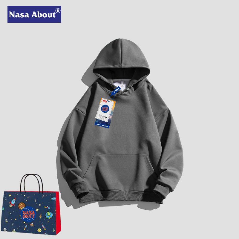 パーカー メンズ 春秋用 スウェット プルオーバー フード付き NASA ストリート カジュアル ウェア ゆったり 大きめサイズ 白 黒 グレー カーキ 緑 ポリエステル