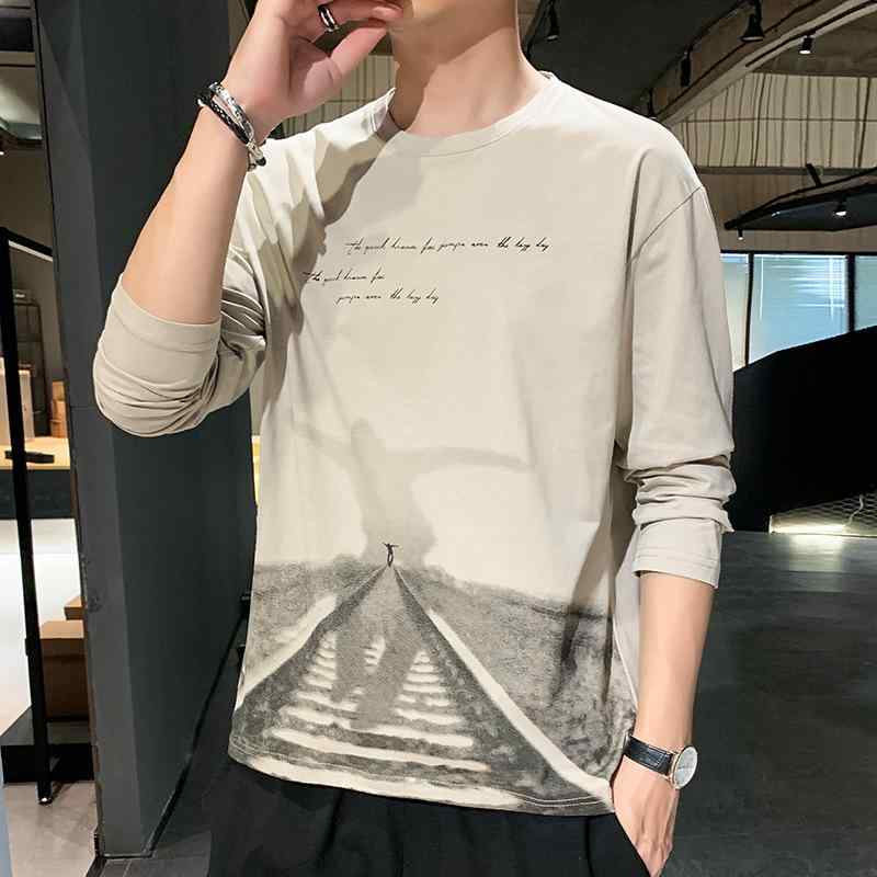 Tシャツ メンズ 長袖 春物 コットン トレーナー トップス カットソー インナーウェア プルオーバー 無地 ホワイト グレー ブラック カーキ ゆったり