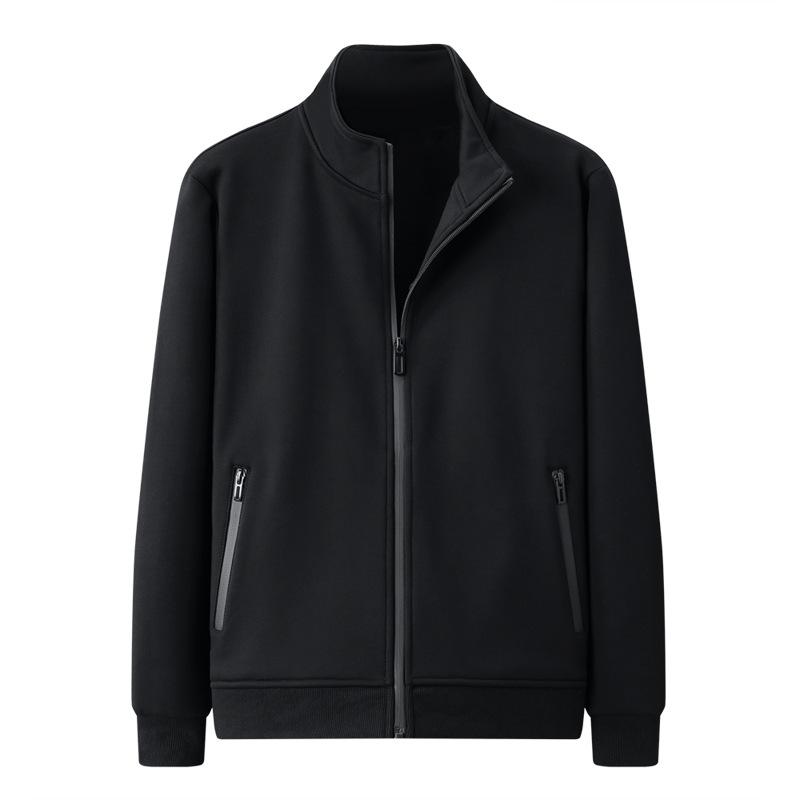 スウェット メンズ カーディガン ニット ジャケット 裏起毛 コットン 厚手 スタンドカラー グレー 紺色 黒 L XL 2XL 3XL 4XL 5XL