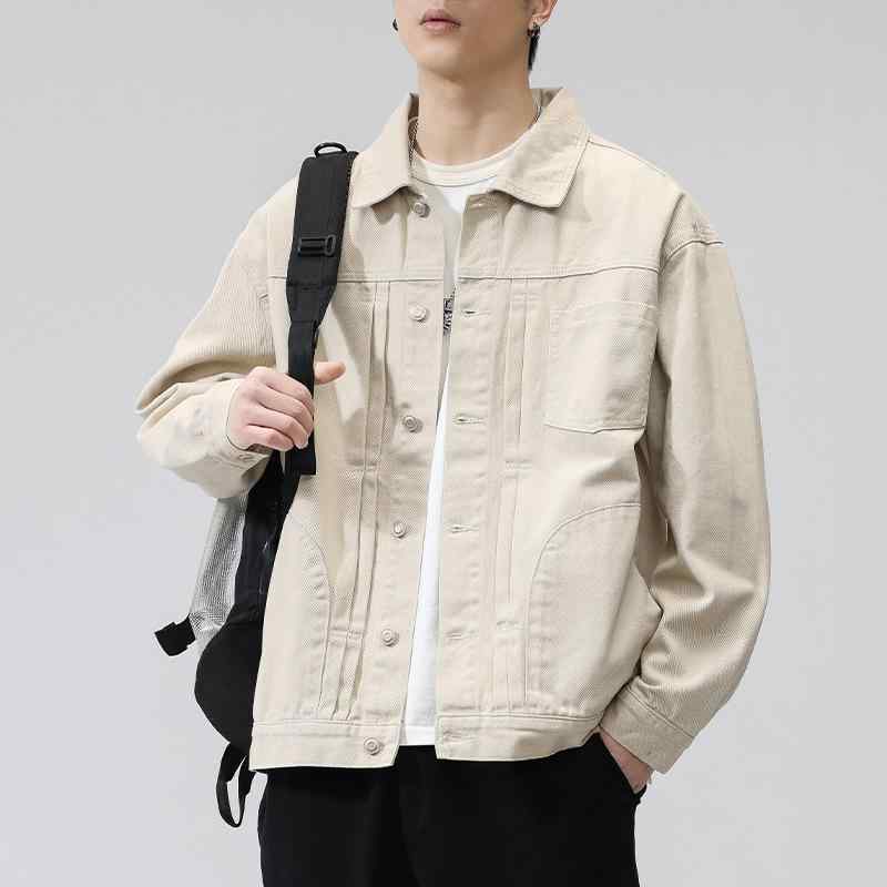 ジャケット メンズ デニム 春秋 男性用 カジュアル ブルゾン Gジャン コットン ワーク ミリタリー 白 ホワイト ベージュ カーキ ブルー 大きいサイズ