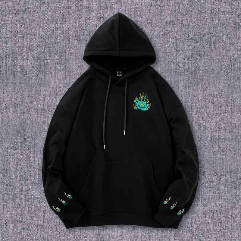 パーカー メンズ 男性用 刺繍 長袖 トップス 春秋 普段使い 部屋着 ルームウェア スエット トレーナー 黒 白