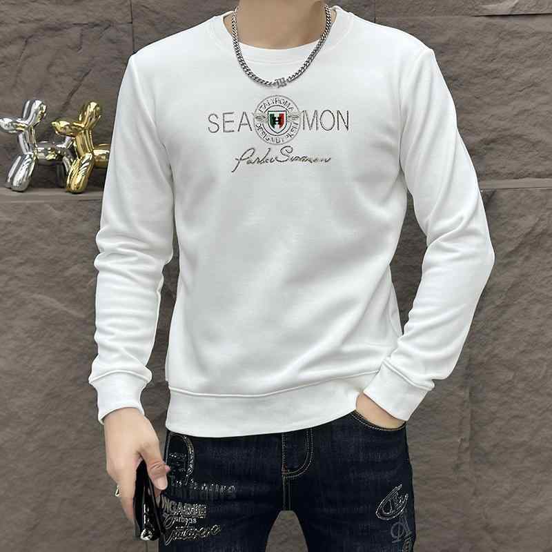 Tシャツ メンズ 長袖 トレーナー 秋冬 加厚 裏起毛 コットン混紡 プリント スタイリッシュ カットソー トップス 赤 黒 白 緑 オレンジ