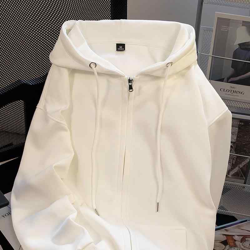 パーカー メンズ 男性用 秋冬 裏起毛 ジップアップ 厚手 無地 白 ホワイト系 普段使い 部屋着