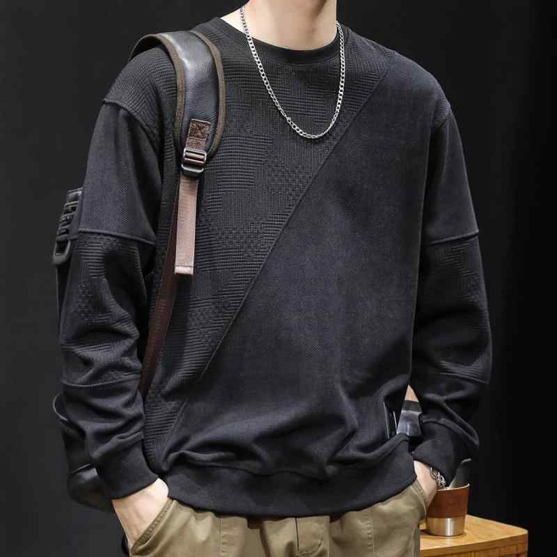 スウェット メンズ 春秋 男性用 裏起毛 トップス 長袖 コットン ゆったりサイズ 大きいサイズ 配色 ブラック グレー ブラウン 普段使い