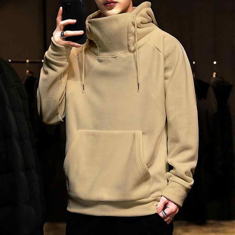 スウェット メンズ パーカー 長袖 Tシャツ 秋冬 高襟 フード付き プルオーバー 運動着 部屋着 ゆったり グレー ブラック カーキ オレンジ