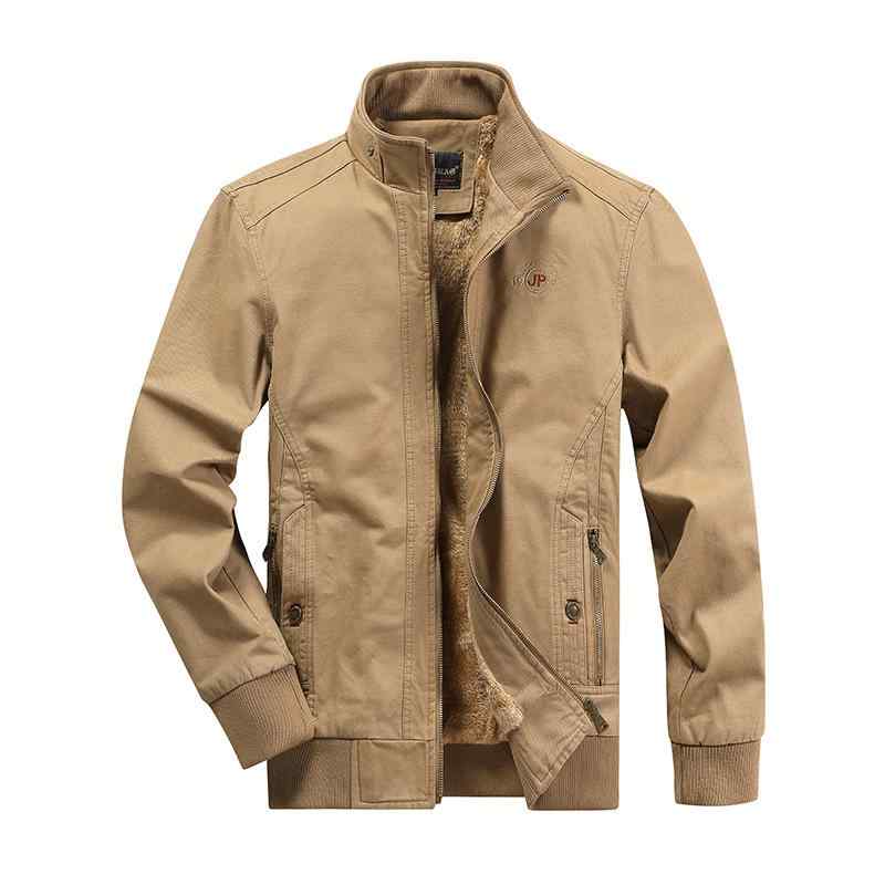 ジャケット メンズ 男性用 コットン 防風 リブ 裾 厚手 ジャンパー ブルゾン カーキ 黒 ブラック 深緑 L XL XXL 3L 4L 5L