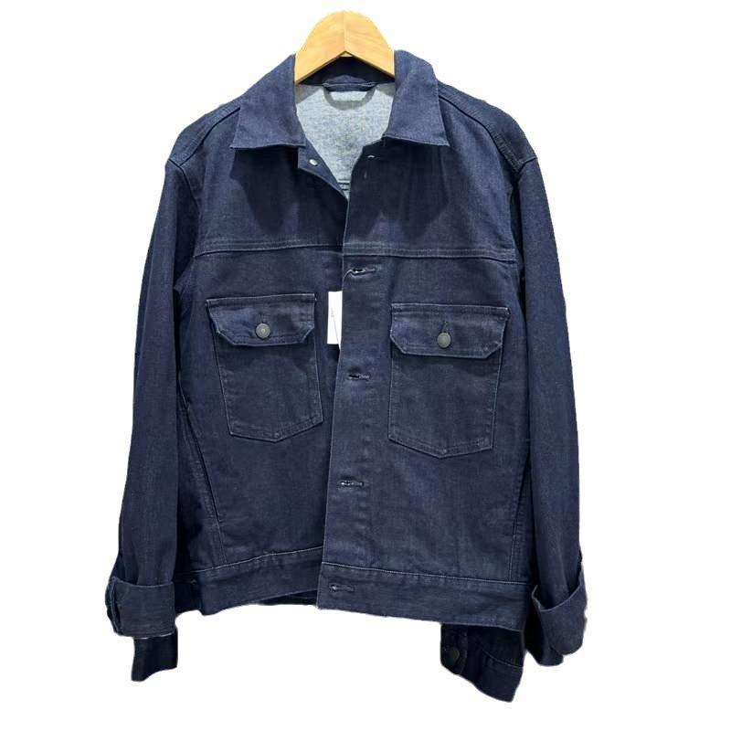 ジャケット 男性用 女性用 デニム ウォッシュ加工 カジュアル 秋冬 乳白 深グレー 深藍色
