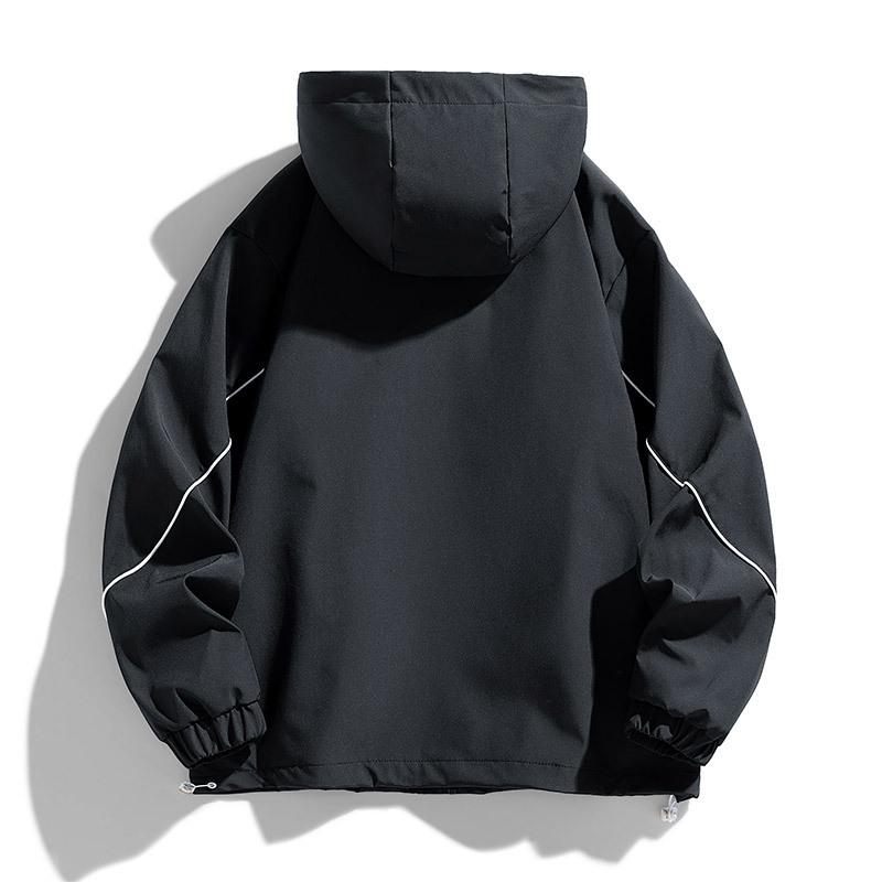 ジャケット メンズ 大きいサイズ フード付き ワーク ブルゾン ジャンパー アウター 撥水 防風 軽 а量 春秋 黒 赤 カーキ(x2)
