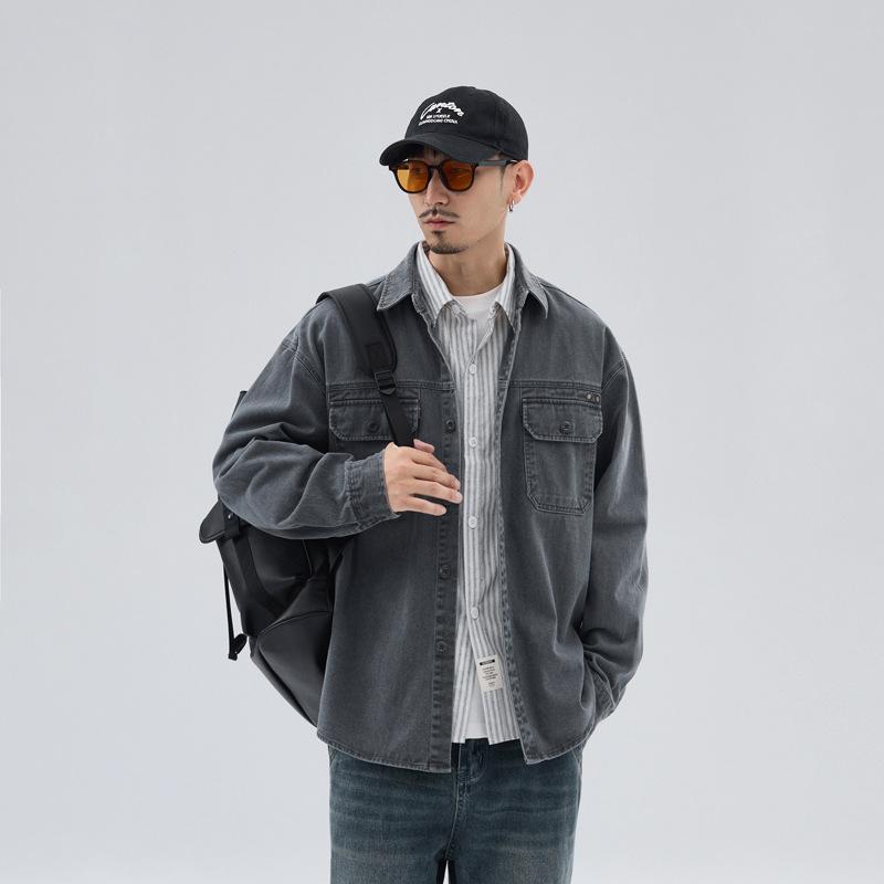 ジャケット 男性用 デニムジャケット 綿 Gジャン カジュアル アメカジ ワークスタイル ブルゾン ゆったり ブラック グレー コーヒー色 秋
