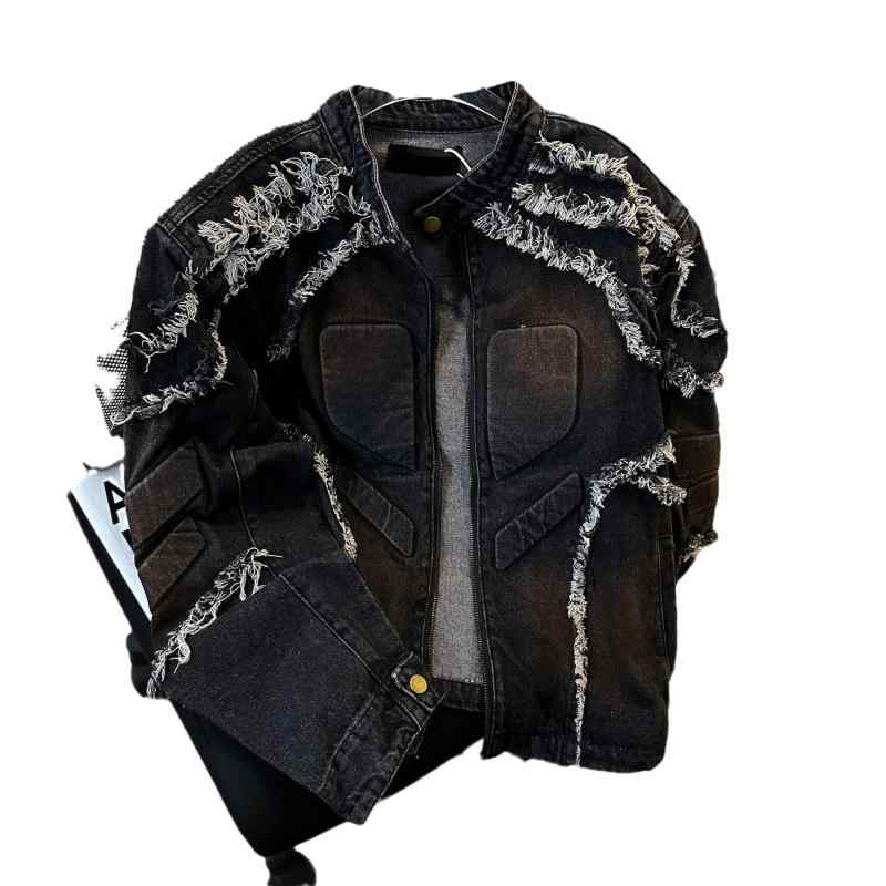 ジャケット 男性用 ブルゾン Gジャン デニム 春秋 カジュアル ストリート 無地 ショート丈 ブラック ブルー