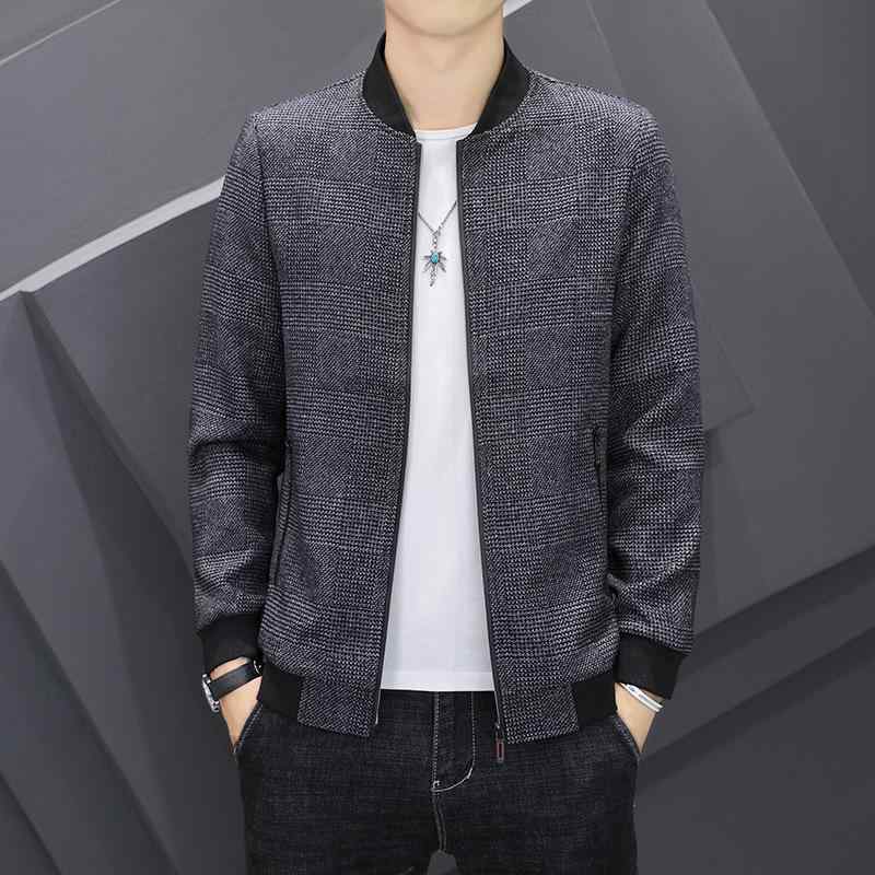 ジャケット 男性用 春秋 薄手 耐摩耗性 コットン 混紡 韓国 カジュアル ウェア ビジネス シーズンレス ブルゾン ジャンパー 大きいサイズ ブルー ダークグレー