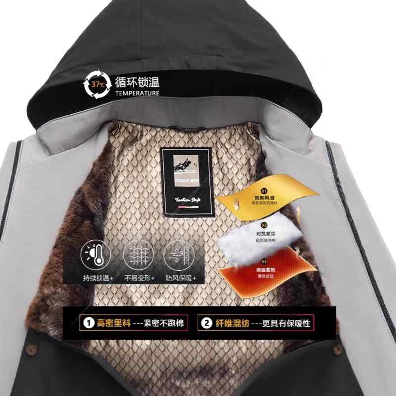 ジャケット メンズ 男性用 取り外し可能フード付き 秋冬 加絨 加厚 防風 撥水 アウター ジャンパー ブルゾン 紳士服 ビジネス 通勤 ブラック ネイビー