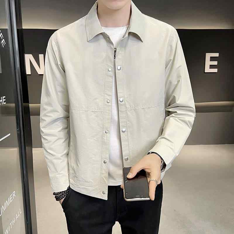 ジャケット メンズ 男性用 コットン 混紡 襟付き カジュアル 耐摩耗 長袖 ブルゾン ブラック カーキ M L XL 2XL 3XL 4XL 5XL