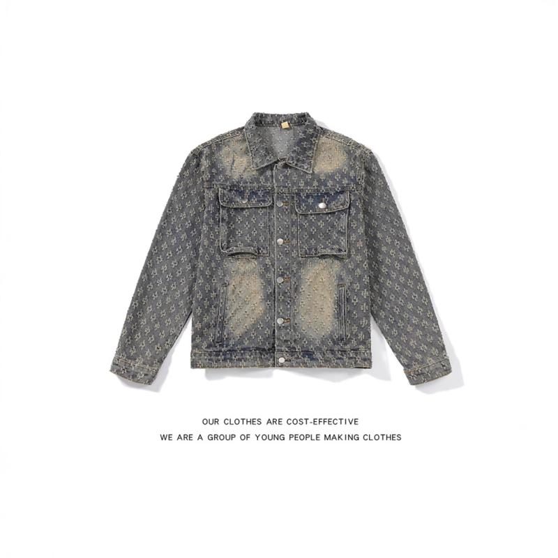 ジャケット メンズ Gジャン デニムジャケット 水洗い加工 コットン 翻 Collar 秋物 青 ブルージャケット