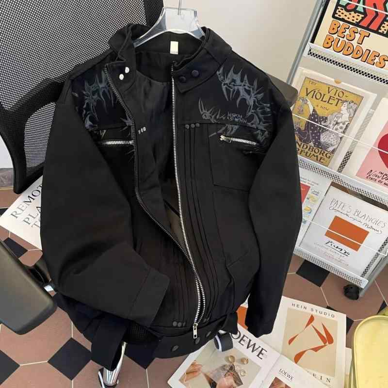 ジャケット メンズ 男性用 アウター 春秋 高街 港風 韓国 風 ゆったり ブラック M L XL 2XL(x2)
