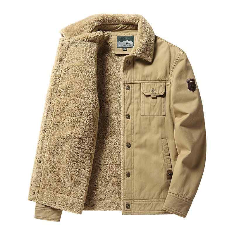 ジャケット 男性用 水洗綿 裏起毛 厚手 カジュアル 襟付き メンズ アウター カーキ 軍緑 深青 防寒着