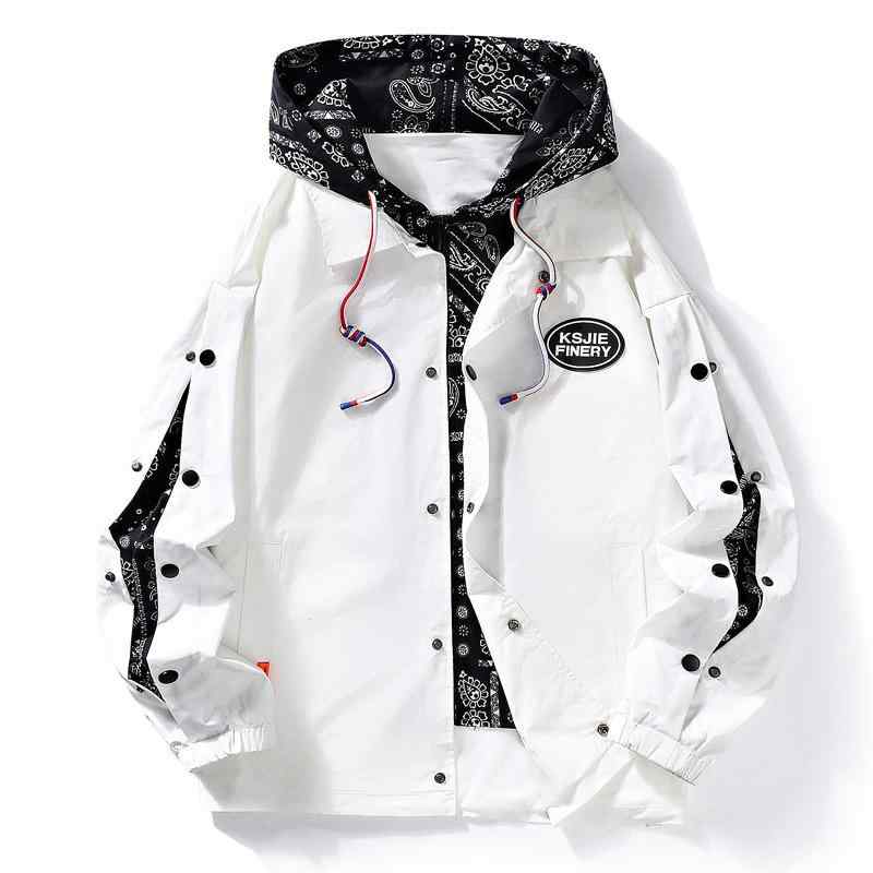 ジャケット メンズ 薄手 防風 ポリエステル パーカー 春秋 カジュアル ストリート サイドポケット 黒 白 M L XL 2XL 3XL 4XL(x2)