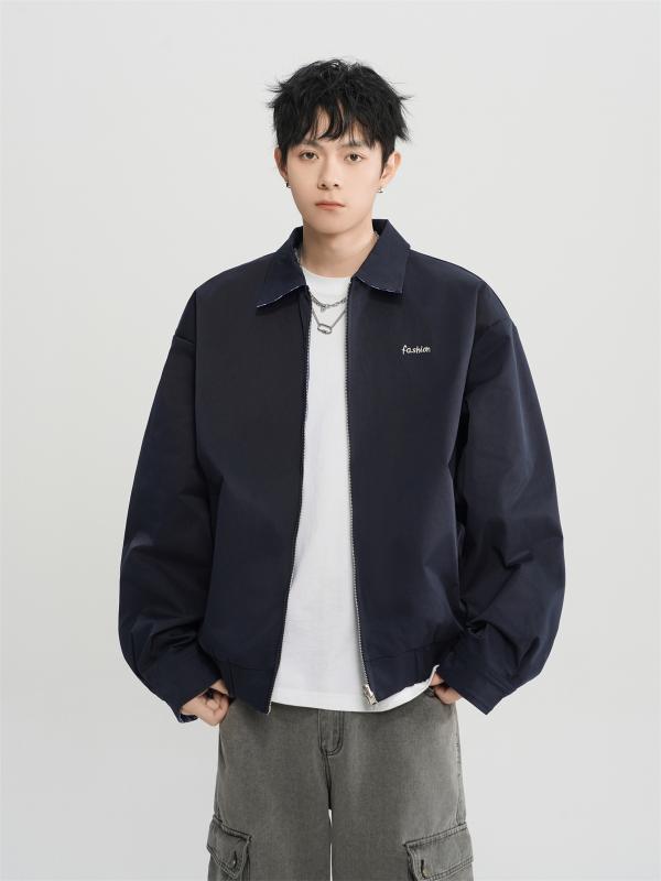 ジャケット メンズ 男性用 リバーシブル 春秋 カジュアル ゆったり 耐摩耗性 チェック柄 ポリエステル 普段使い 長袖 杏色 紺色