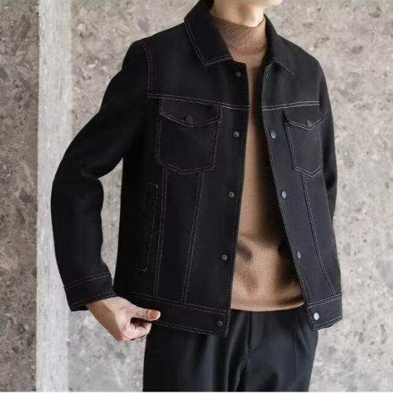 ジャケット 男性用 スエード ブルゾン カジュアル 韓国 スリムフィット 春秋 カーキ グレー ブラック 耐摩耗 防風