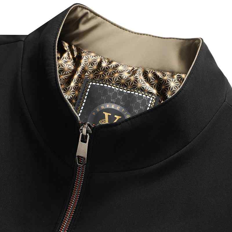 ジャケット 男性用 ビジネス 紳士服 スタンドカラー 裏起毛 厚手 防寒 アウター ポリエステル ブラック 紺色