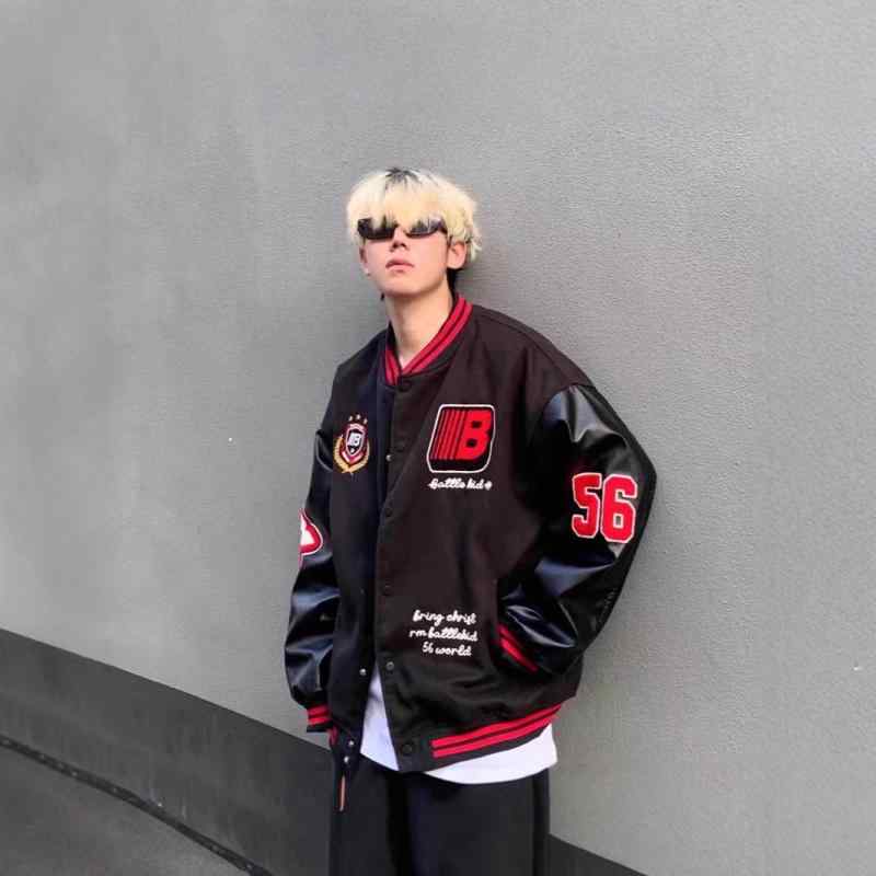 ジャケット メンズ 男性用 ブルゾン 春秋 薄手 ポリエステル 普段使い 配色 黒 ブラック