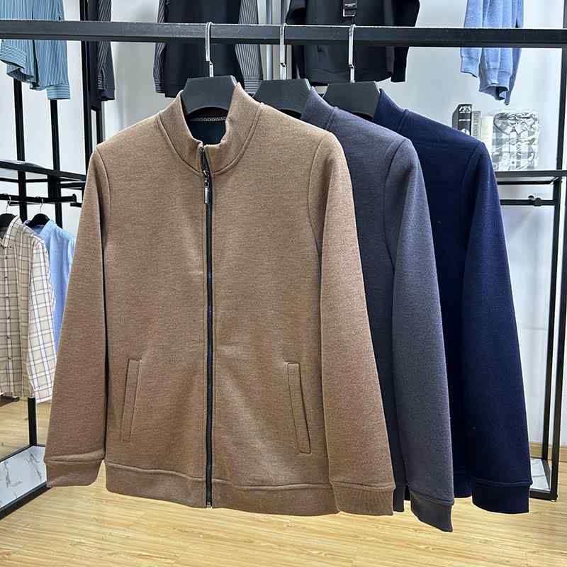 ジャケット 男性用 紳士服 ライトアウター カジュアル ビジネス 立襟 ポリエステル混紡 カーキ グレー ネイビー(x5)｜LINEAR shop