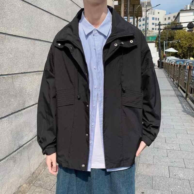 ジャケット メンズ 春秋物 ライトアウター ワークジャケット カジュアル 無地 ルーズフィット ポリエステル 普段使い