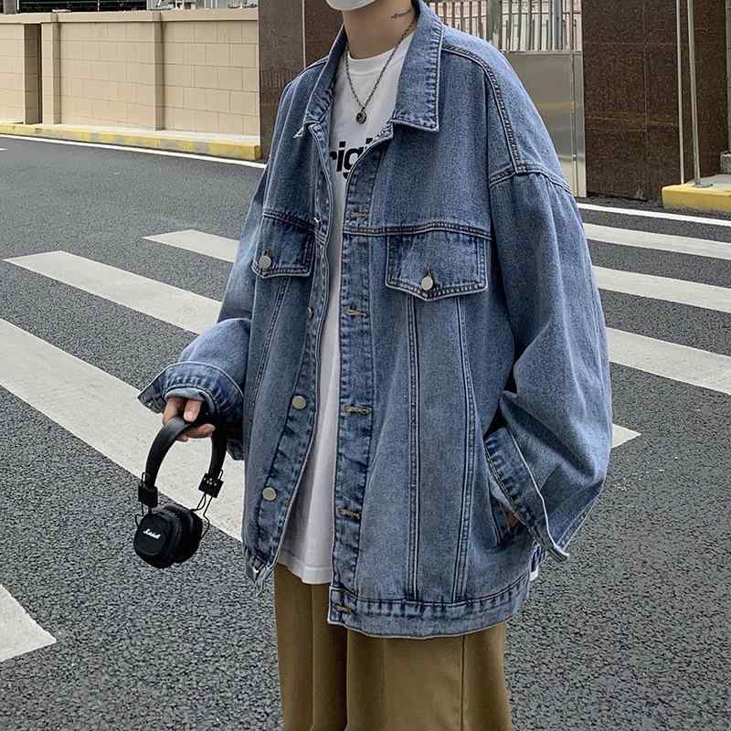ジャケット メンズ デニム 春秋 Gジャン ワークスタイル ブルゾン ゆったり ブラック ブルー