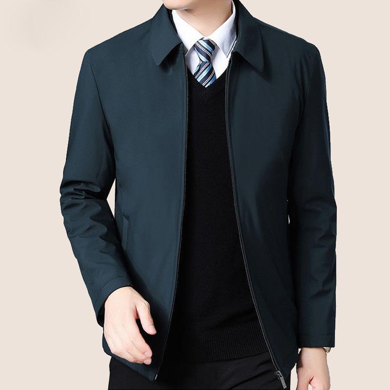 ジャケット メンズ 男性用 中綿 春物 秋物 紳士服 ビジネス カジュアル 無地 厚手 襟付き 普段使い 伸縮性 紺色 黒 深緑