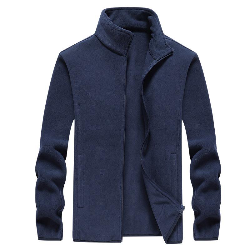 フリースジャケット メンズ 男性用 春秋 立襟 ジップアップ 保温性 アウトドア ウェア 登山 軽量 伸縮性 多ポケット ブラック 軍緑 深青 深灰 臙脂