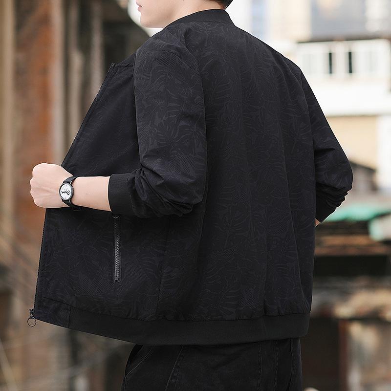 ジャケット 男性用 ブルゾン 薄手 ショート丈 立襟 野球服風 アウター 春秋 カジュアル ミリタリー 無地 綿混紡 M L XL 2XL 3XL 4XL 5XL