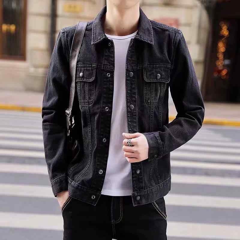 ジャケット メンズ デニム ブラック 黒 ブルゾン Gジャン アウター 男性用 ゆったり ルーズフィット ドロップショルダー ワーク 秋冬(x2)