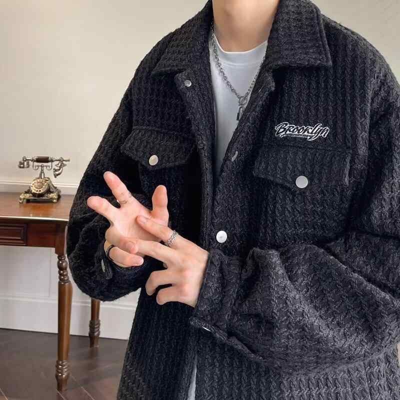 ジャケット メンズ 春秋 格子柄 カジュアル アウター 長袖 トップス HipHop ストリート系 ゆったり 羽織り M L XL 2XL 3XL 黒 白