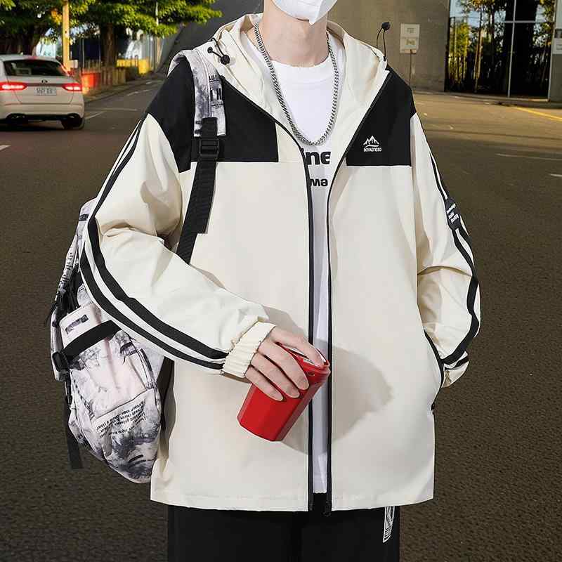 ジャケット メンズ 春秋 薄手 ワークジャケット 配色 切り替え ミリタリージャケット スタンドカラー ブルゾン ジャンパー アウター 普段使い アウトドア ポリエステル ブラック系