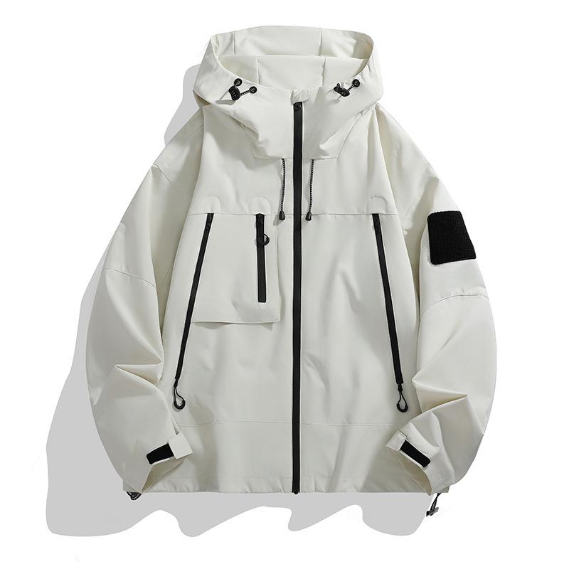ジャケット メンズ 防風 防水 マウンテンパーカー 登山服 ブルゾン フード付き ジャンパー アウトドアウェア 男性用 春秋 白 黒 紫 オレンジ カーキ レモン色