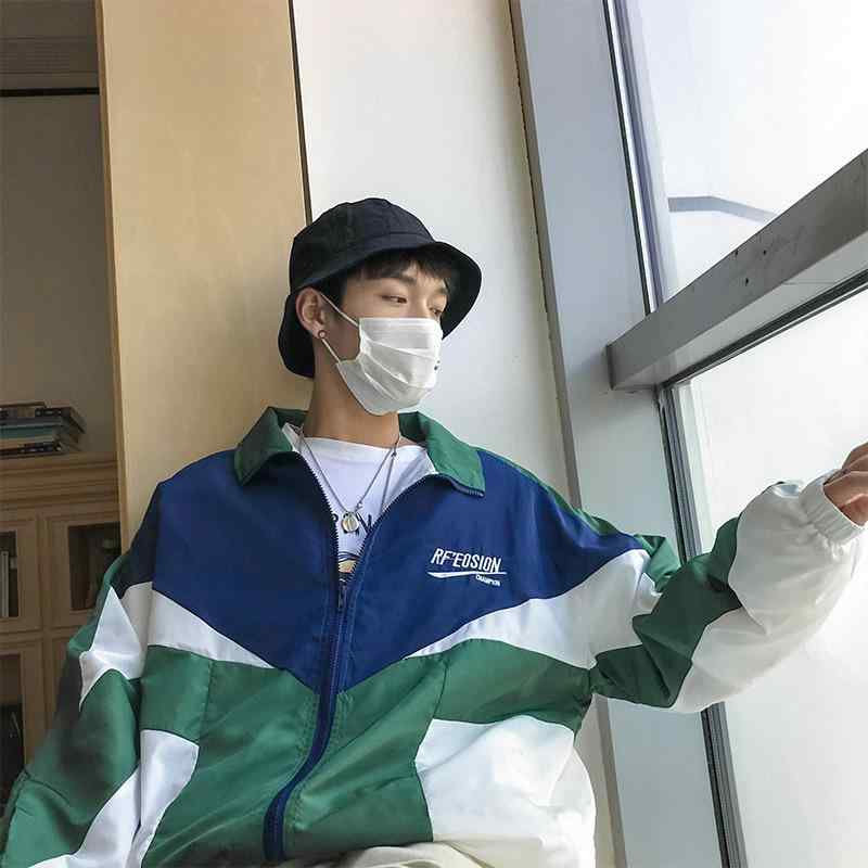 ジャケット メンズ 春秋 韓国 配色 ストライプ ヒップホップ 野球服 ジャンパー アウター BF ?松 学生