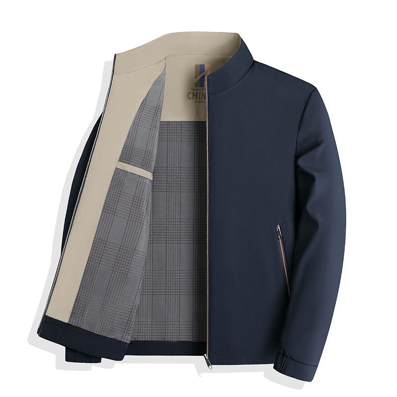 ジャケット メンズ 春秋 薄手 立襟 紳士服 アウター カジュアル トップス ポケット付き 無地 ブラック カーキ ネイビー
