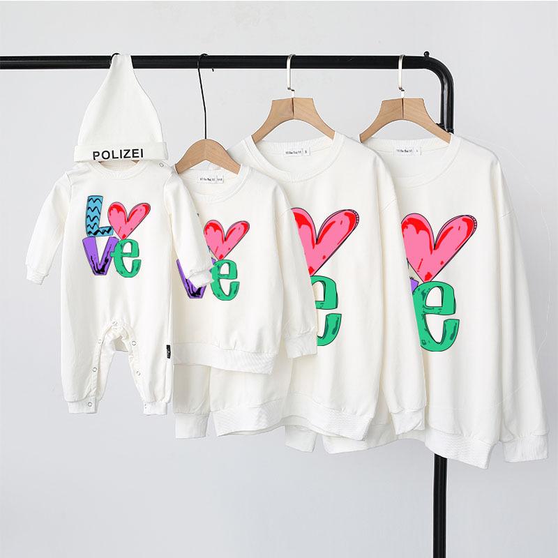 親子服 ベビー レディース メンズ トレーナー 家族お揃い トップス 長袖 綿 かわいい アルファベット柄 秋冬 春秋 普段着 部屋着 親子コーデ