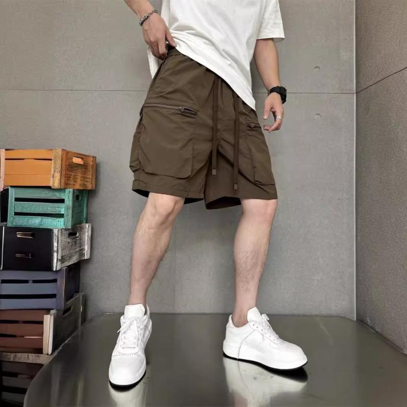 ハーフパンツ 男性用 カーゴパンツ ワークパンツ 無地 ゆったり 大きいサイズ 5分丈 スポーツ 薄手 接触冷感 ポリエステル ブラック コーヒー色 4,207円