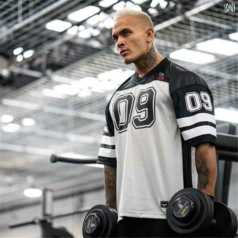 マッスル フィットネス ゆったり 大きいサイズ スポーツ Tシャツ メンズ サッカー バスケットボール トレーニング 速乾 半袖 トップス 夏 兄弟