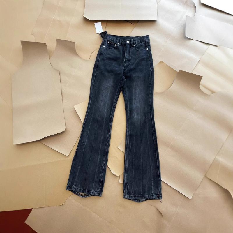 ジーンズ メンズ 水洗 ダメージ加工 ベルボトム デニムパンツ ブラック コットン|LINEAR shop
