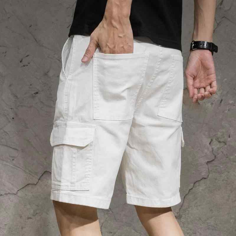 ショートパンツ メンズ 5分丈 デニム カーゴパンツ 白 ワークパンツ ゆったり ストレート 薄手 無地 春夏 カジュアル