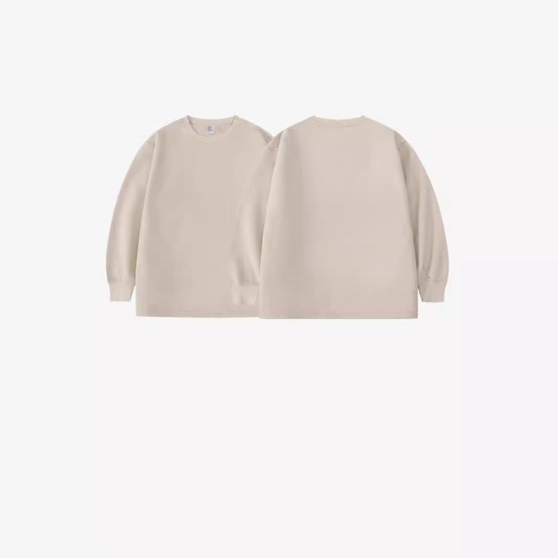 Tシャツ 男性用 ヘビーウェイト 両面起毛 コットン 長袖 ラウンドネック プルオーバー 普段使い ゆったり サイドポケット付き 春秋